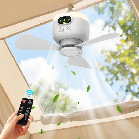 LuméBreeze — Oplaadbare Plafondventilator met LED-verlichting